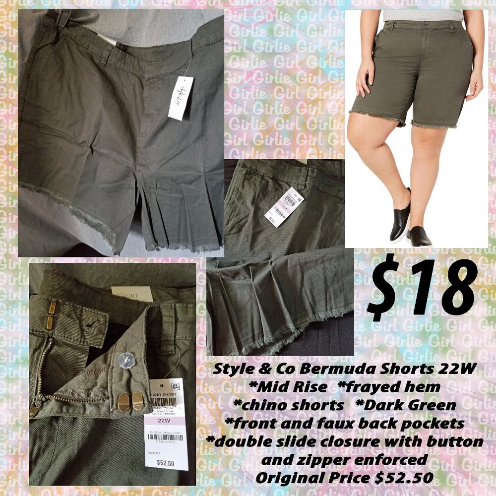 Dark Green Bermuda Shorts 22W